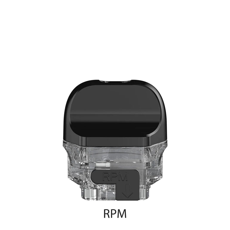 IPbX80 RPM pod lack and clear vaping device with 'RPM' branding on a white background