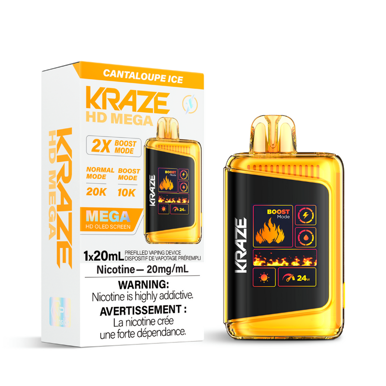 Kraze vape device and packaging on a white background