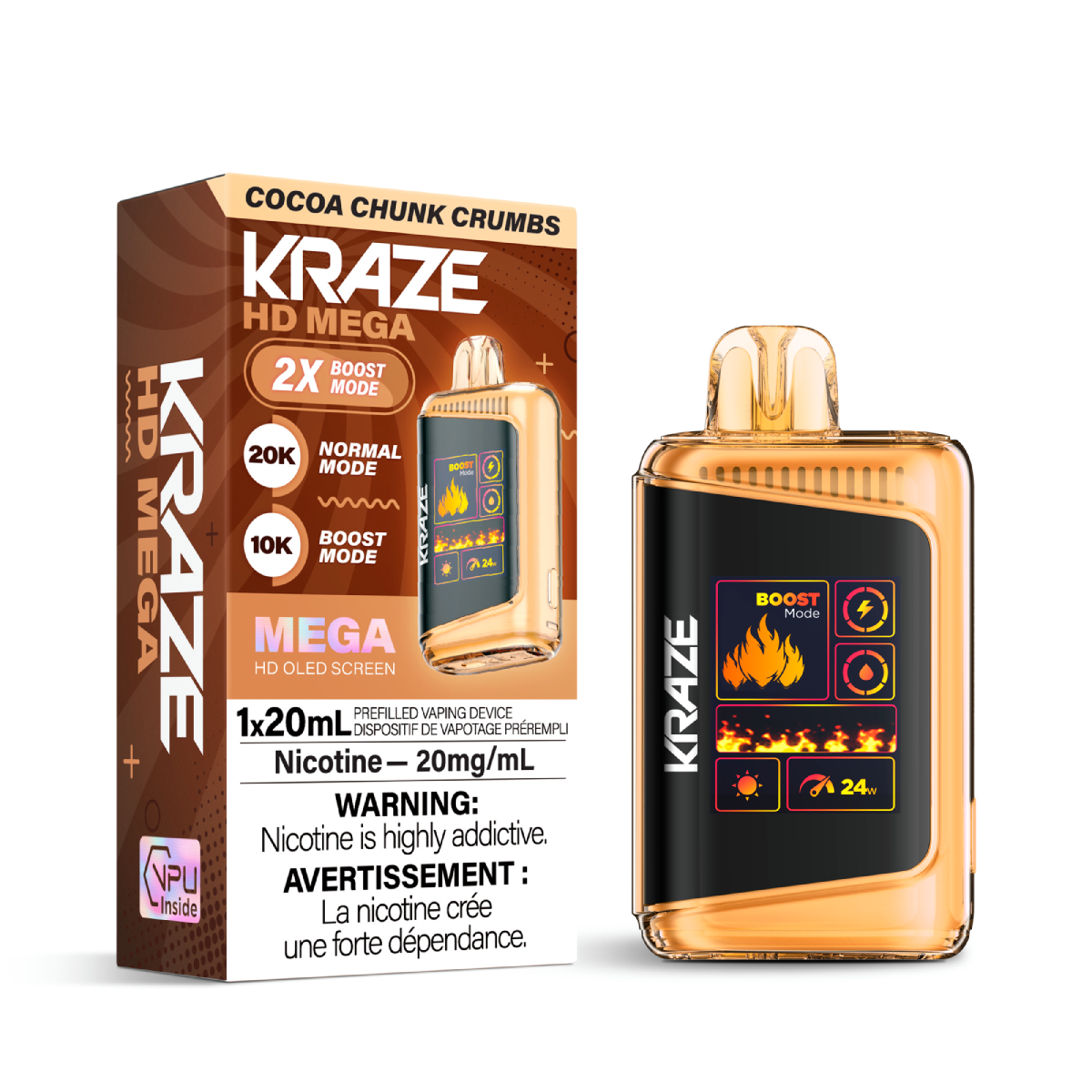 Kraze vape device and packaging on a white background