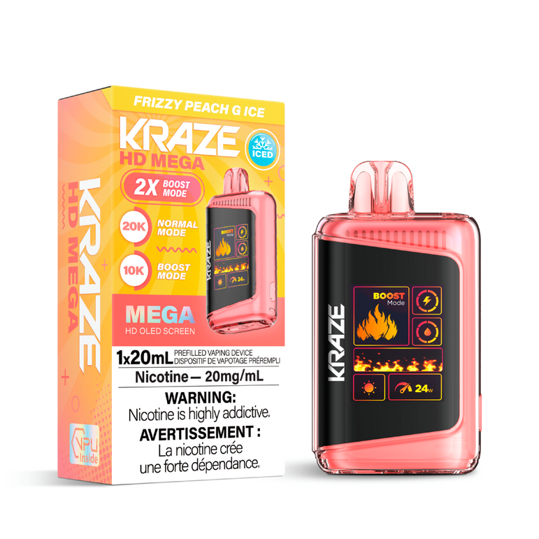 Kraze vape device and packaging on a white background