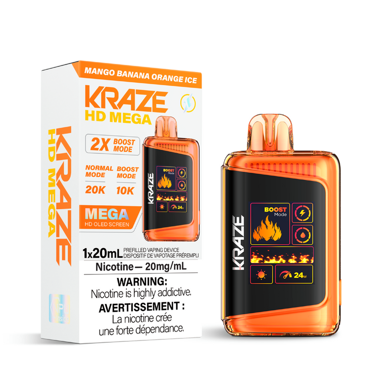 Kraze vape device and packaging on a white background