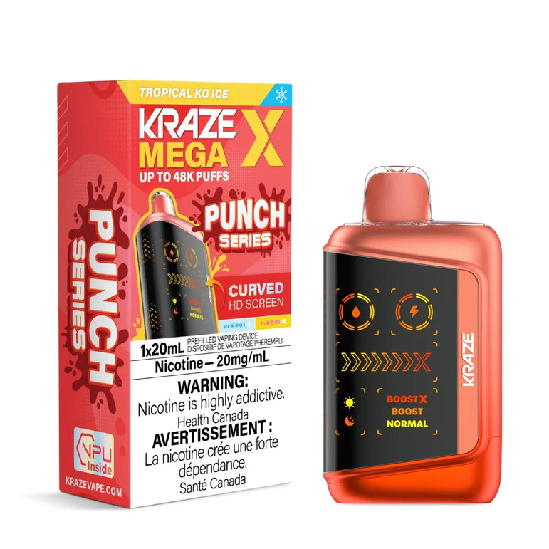 Kraze vape device and packaging with 'Punch Series' branding on a white background