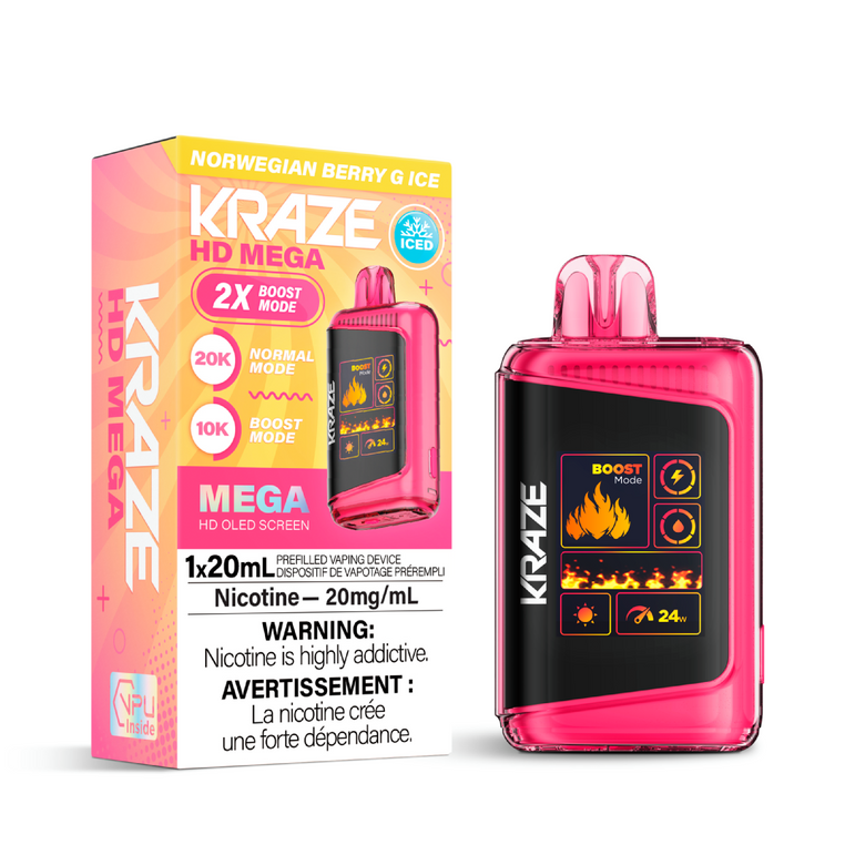 Kraze vape device and packaging on a white background