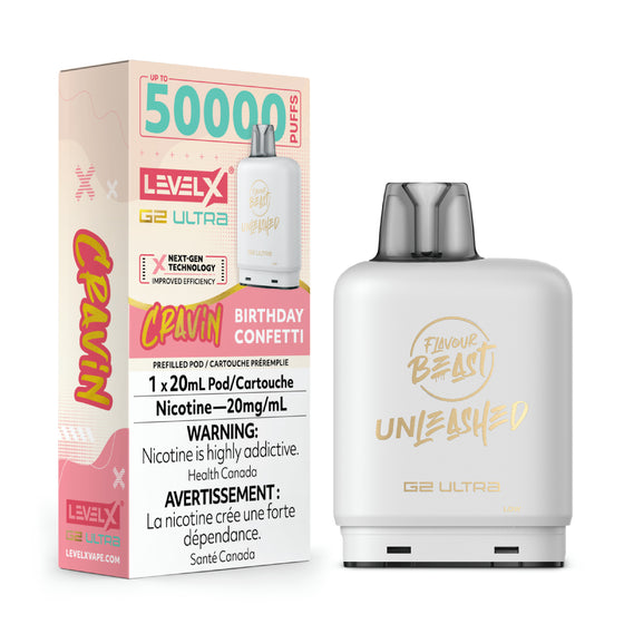 Level X vape device and packaging with 'Flavour Beast Unleashed' branding on a white background