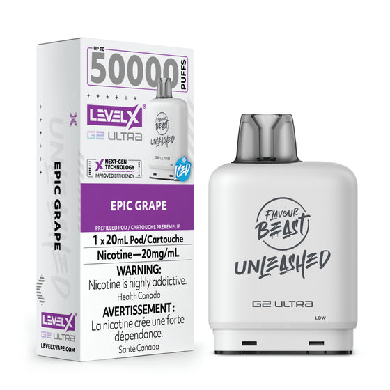Flavour Beast Unleashed G2 Ultra vape device with Level X packaging on a white background