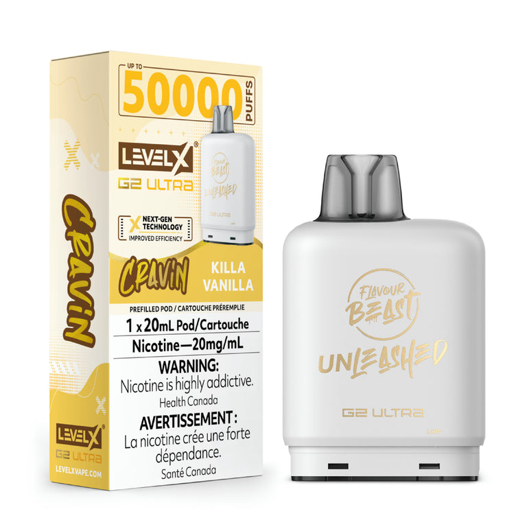 Level X G2 Ultra vape device and packaging on a white background