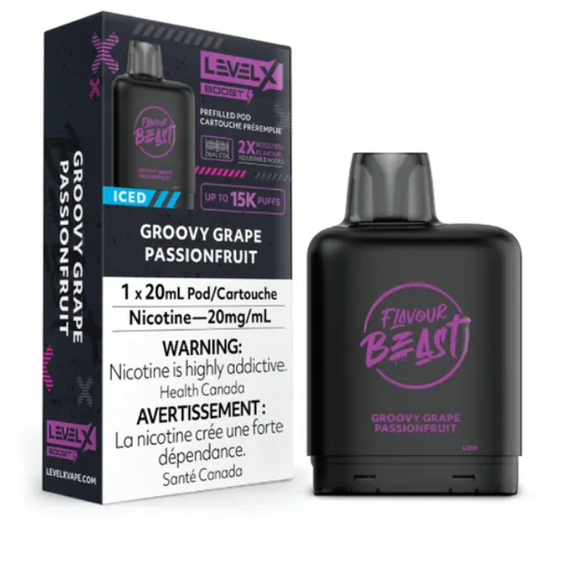 Vape device and packaging with 'Flavour Beast' branding on a white background