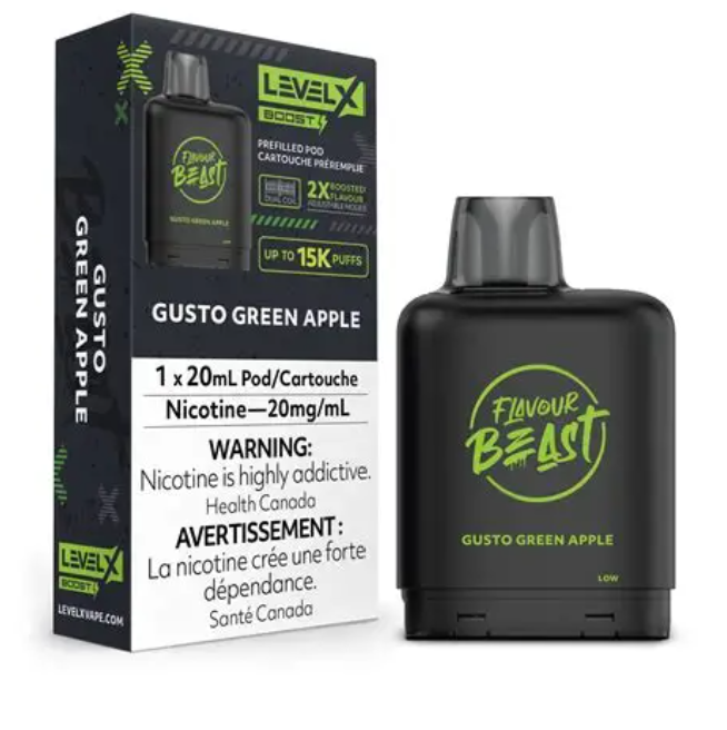Flavour Beast vape device with Level X packaging on a white background