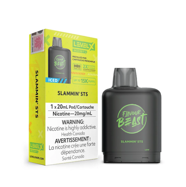Flavour Beast vape pod with packaging on a white background