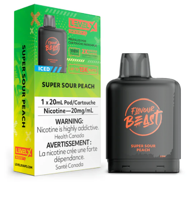 Flavour Beast vape pod packaging with green and yellow box on a white background
