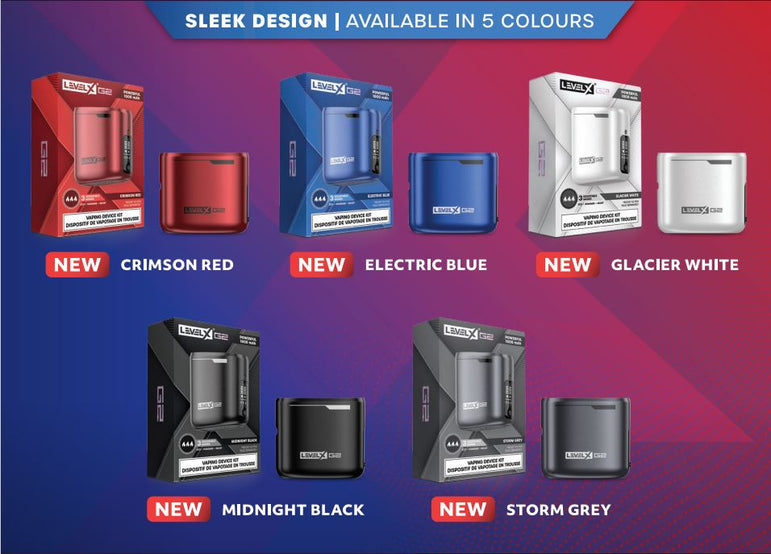 Product packaging in various colors with branding on a gradient background