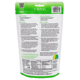 Back of a LorAnn product packaging with text and QR code on a white background