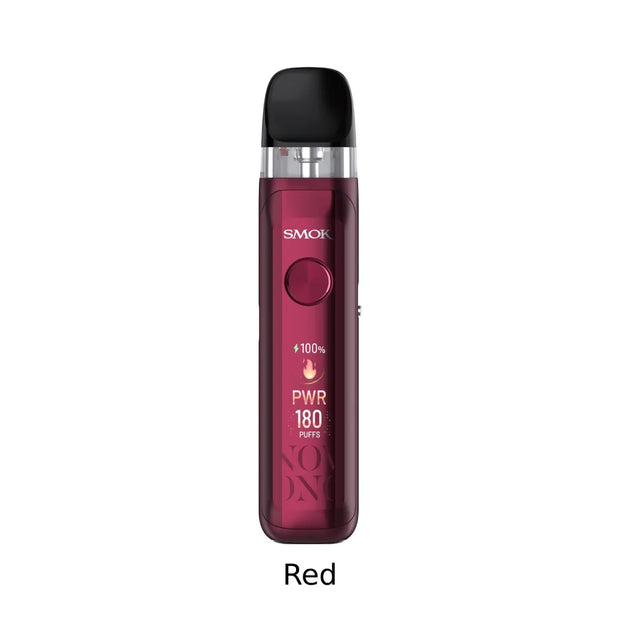 A red SMOK disposable vape device with a black mouthpiece, shown vertically against a plain white background with the word 'Red' printed below it.