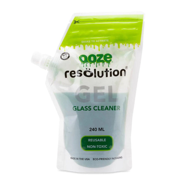 Ooze Resolution Glass Cleaner gel pack on a white background.