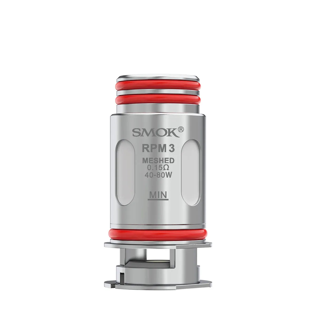 SMOK RPM3 vaping coil with red gaskets on a white background