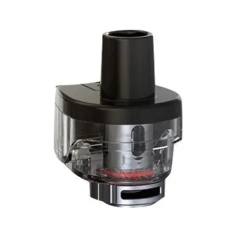 RPM80 RGC pod black and clear vaping device on a white background