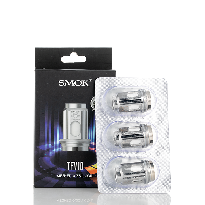 Smok TFV18 vape coils with packaging displayed on a white background.