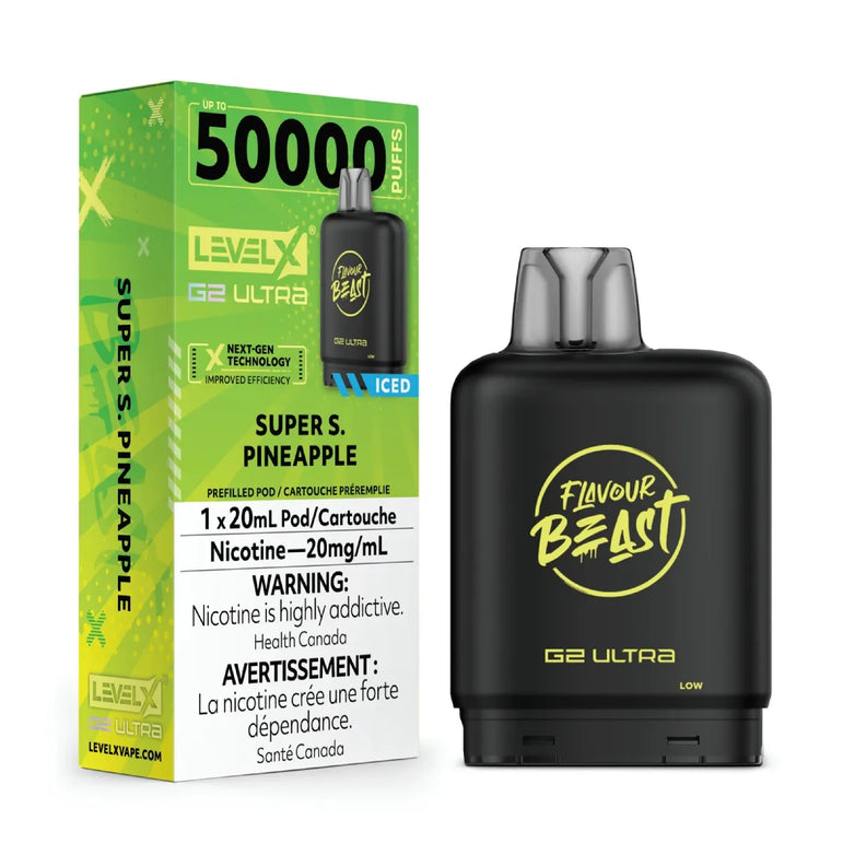 Flavour Beast vape device with Level X packaging on a white background