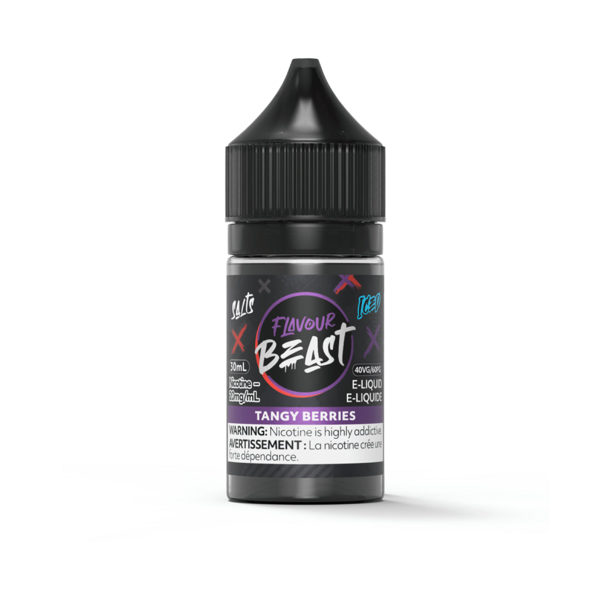 Flavour Beast e-liquid bottle with black cap on a white background
