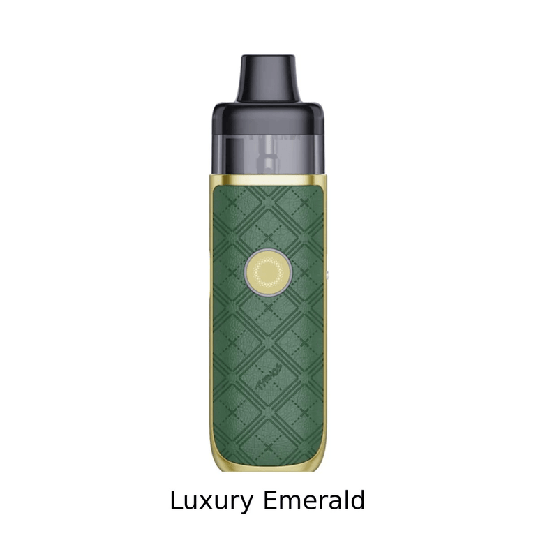 Burgundy luxury emerald UWell Typhos vape device with textured pattern on a white background.