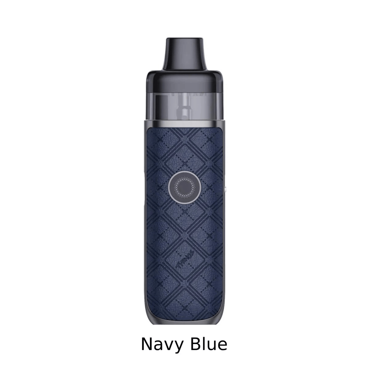 Burgundy navy blue UWell Typhos vape device with textured pattern on a white background.