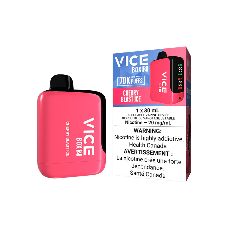 Cherry Blast Ice VICE BOX 2 vape device with packaging on a white background