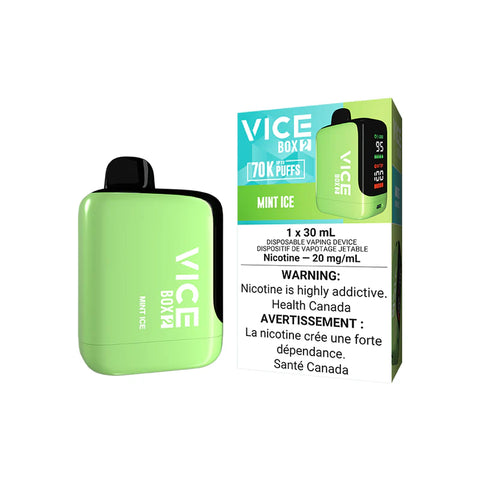 Mint Ice VICE Box 2 vape device with packaging on a white background