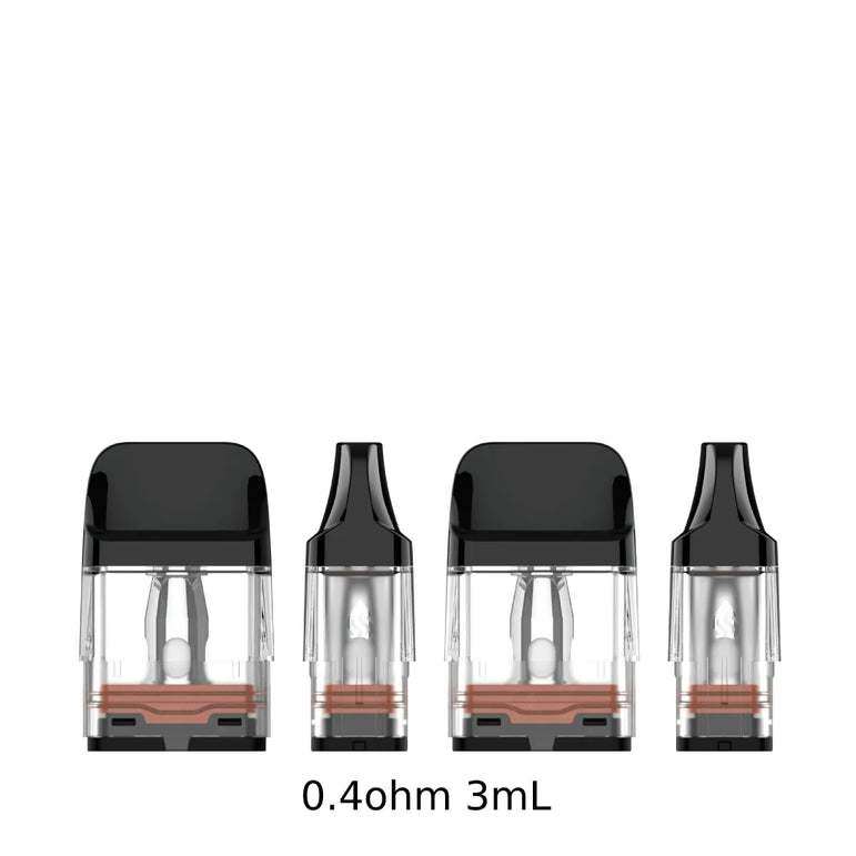4 Vaporesso XROS Corex 0.4ohm 3ml replacement pods on a white background.