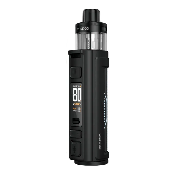 Black VooPoo Argus vape device with visible branding on a white background