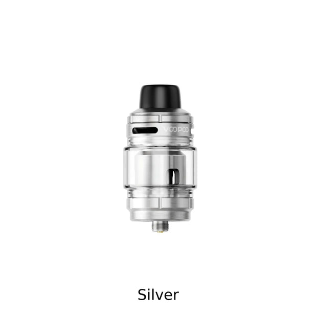 A silver metallic VooPoo UForce-X 2 vape tank with a black mouthpiece, shown against a plain white background with the word 'Silver' underneath.