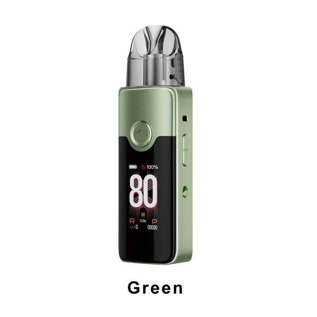 Green VINCI E80 device with digital display on a white background
