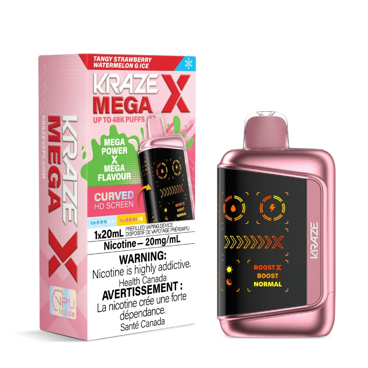 Kraze Mega vape device with 'Kraze' branding and packaging on a white background