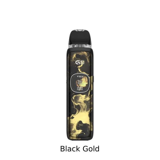 UWell Caliburn G5 Open Pod Kit Black and gold vape device on a white background