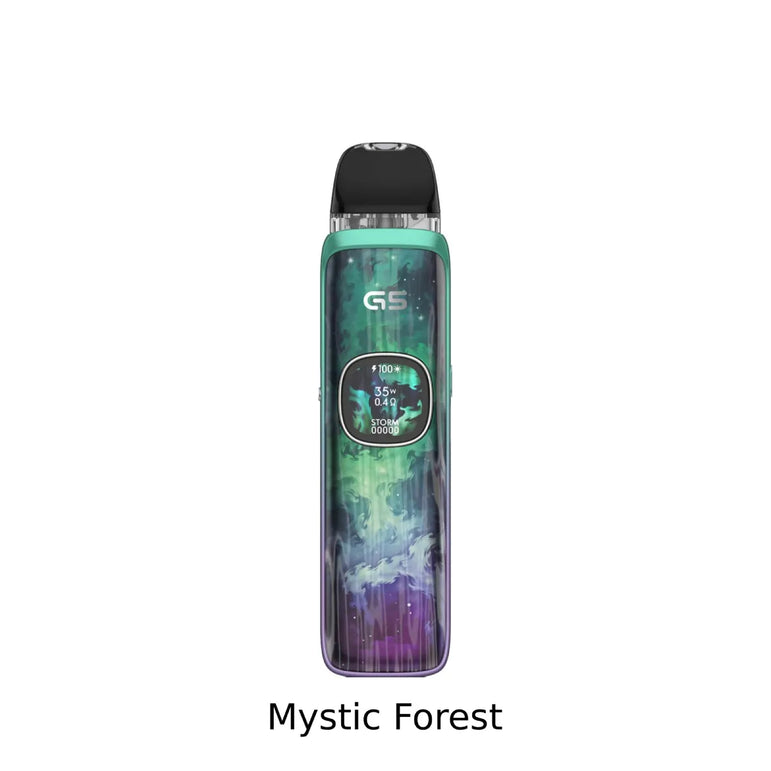 UWell Caliburn G5 Open Pod Kit Vape device with 'Mystic Forest' design on a white background