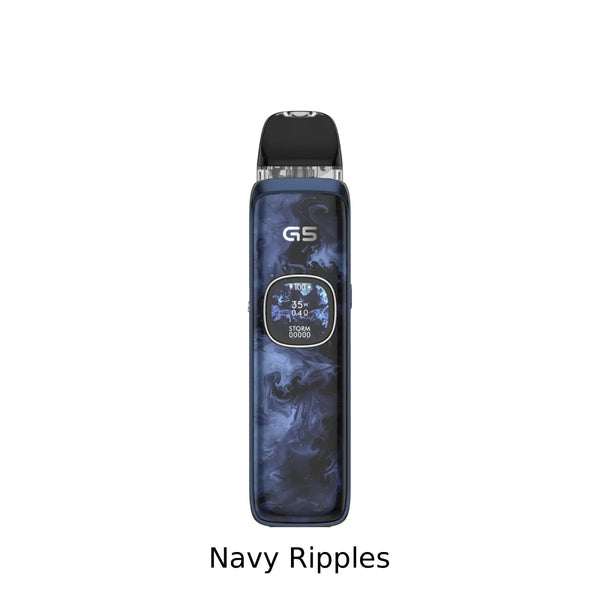 UWell Caliburn G5 Open Pod Kit Vape device with 'Navy Ripples' design on a white background