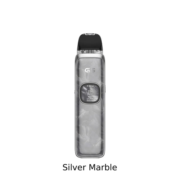 UWell Caliburn G5 Open Pod Kit Vape device with 'Silver Marble' finish on a white background