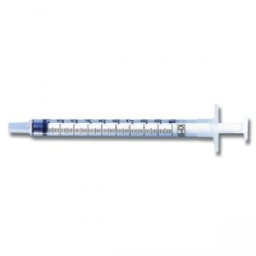 1 cc/ml BD Syringe on a white background without packaging.