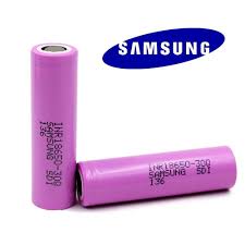 Samsung 30Q 18650 batteries on white background.