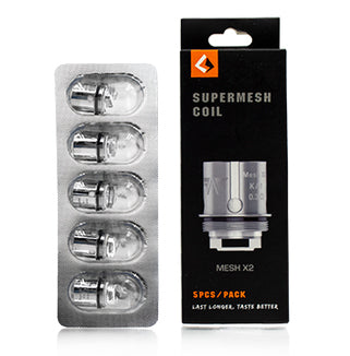 Geekvape Supermesh vape replacement coils with packaging displayed on a white background.