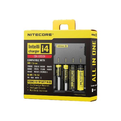 NiteCore I4 Charger packaging  on a white background.