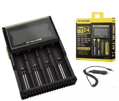 NiteCore D4 Charger with packaging displayed on a white background.