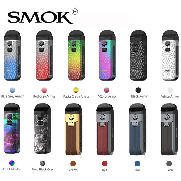 Smok Nord 4 colors available on a white background with SMOK logo on the top left corner.