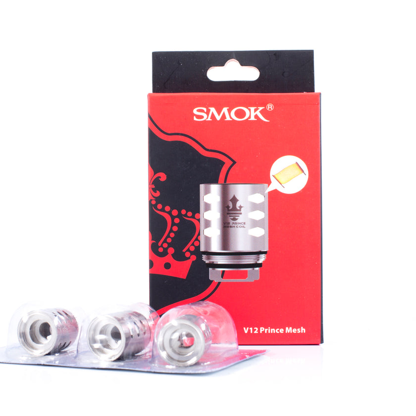 Prince TFV12 Mesh coils with packaging displayed on a white background.
