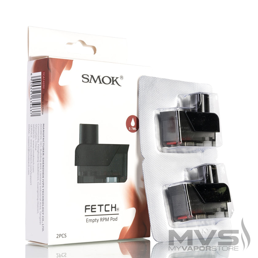Smok Fetch replacement pods with packaging displayed on a white background.