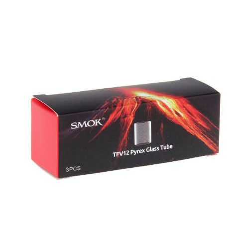 Smok TFV12 replacement glass in packaging displayed on a white background.