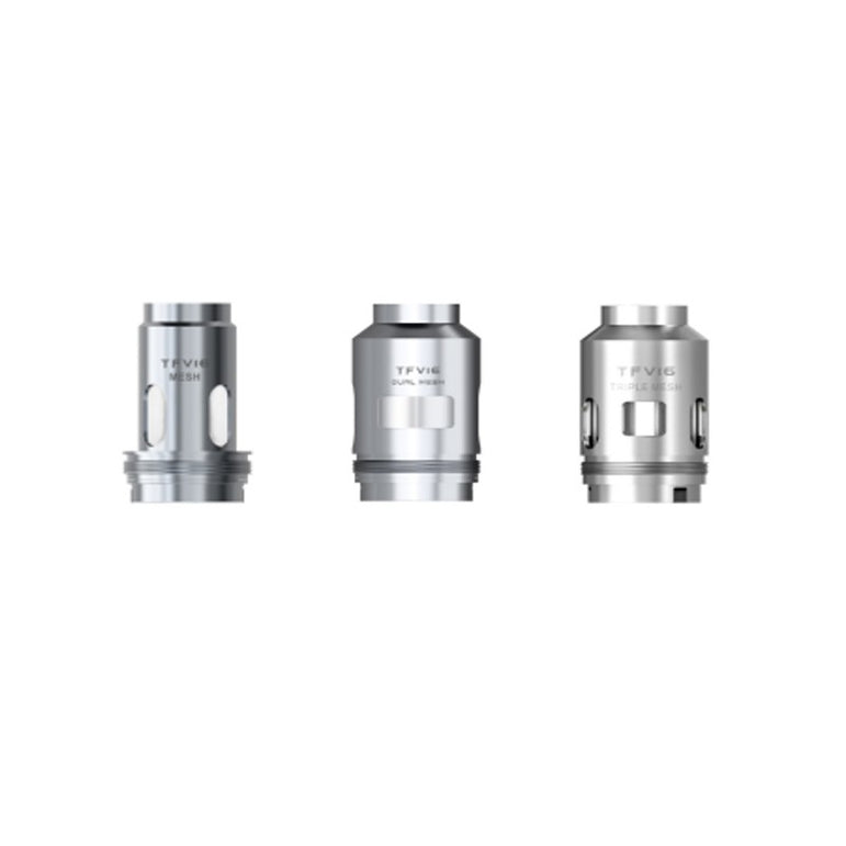 Three Smok TFV16 Mesh replacement vape coils displayed on a white background.