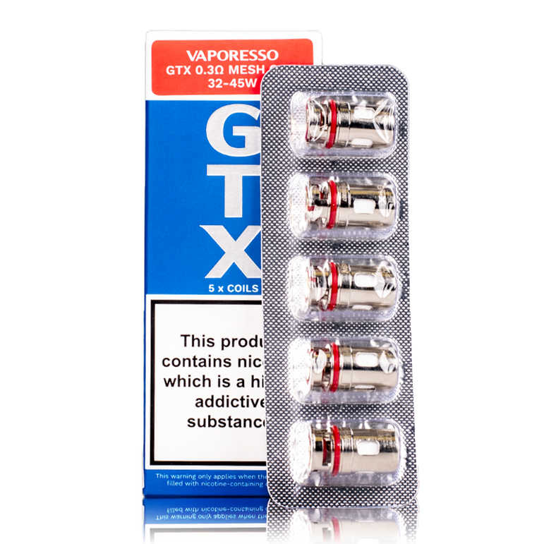 PM80 GTX Vaporesso coils with packaging displayed on a white background.