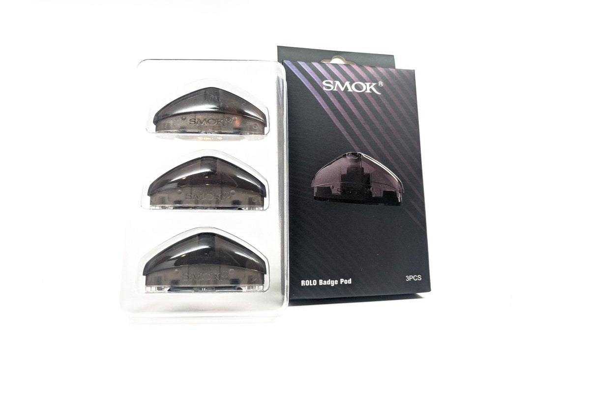 Smok Rolo Badge replacement pods with packaging displayed on a white background.