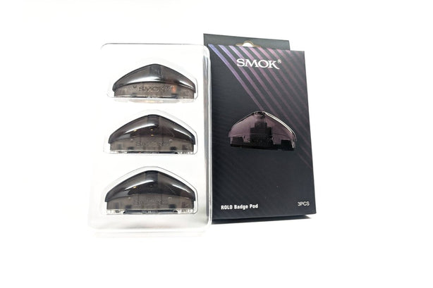 Smok Rolo Badge replacement pods with packaging displayed on a white background.